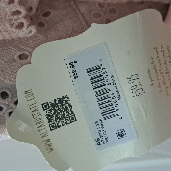 ALTAR 'D STATE BLUSH PINK LACE TOP SZ SMALL - Picture 8 of 12